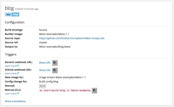 Openshift lektor build
