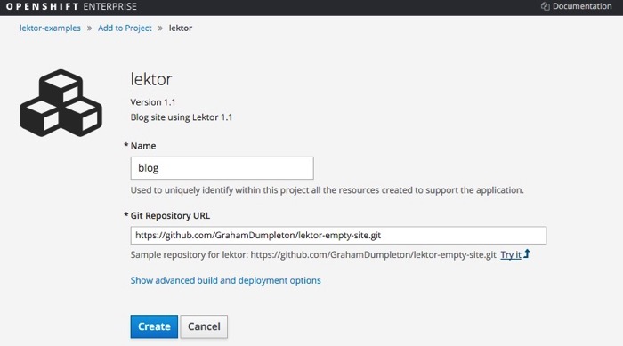 Openshift lektor parameters